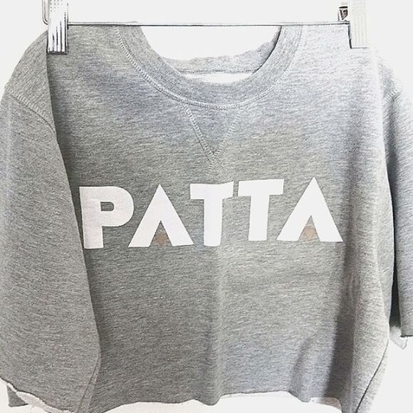Patta Tops - Patta  Croped Sweat Round Neckline Short Sleeve Top Size S #0239
